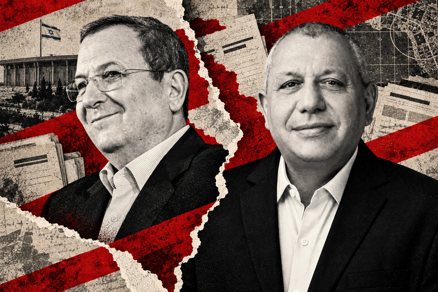 קולאז׳ מערכתי: אייזנקוט וברק בשכבות נייר קרוע